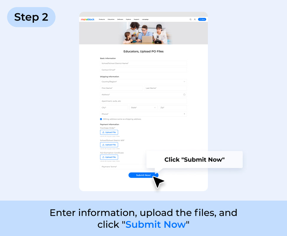 Enter information, upload the files, and click _Submit Now_.jpg__PID:31c93a5b-4107-447d-9700-e1a48de904fe
