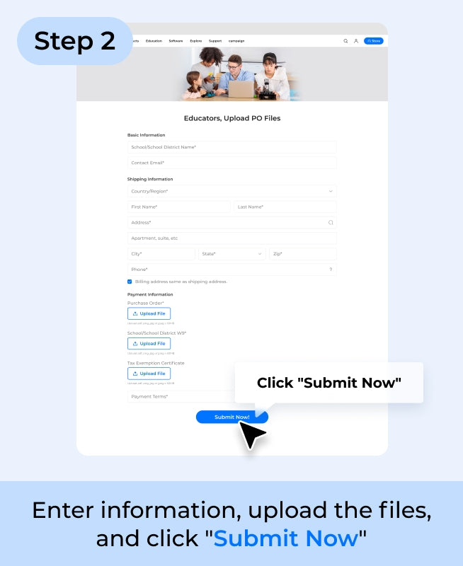 Enter information, upload the files, and click _Submit Now_.jpg__PID:7b46e9ef-4c45-4552-b397-e400a6fc4033